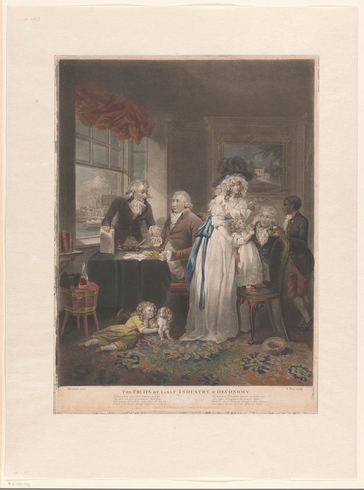 Welgestelde familie in hun woonkamer (1789) by William Ward, George Morland and Thomas Simpson