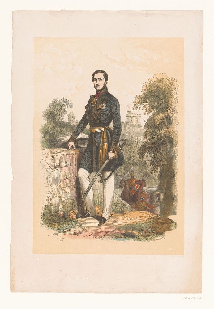 Portret van prins Albert in een landschap bij een muur (1826 - 1870) by Henry Brown
