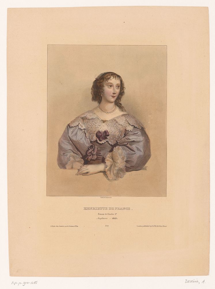 Portret van Henriëtta Maria van Frankrijk (1832) by Achille Devéria, Joseph Rose Lemercier, Henri Jeannin and Charles Tilt