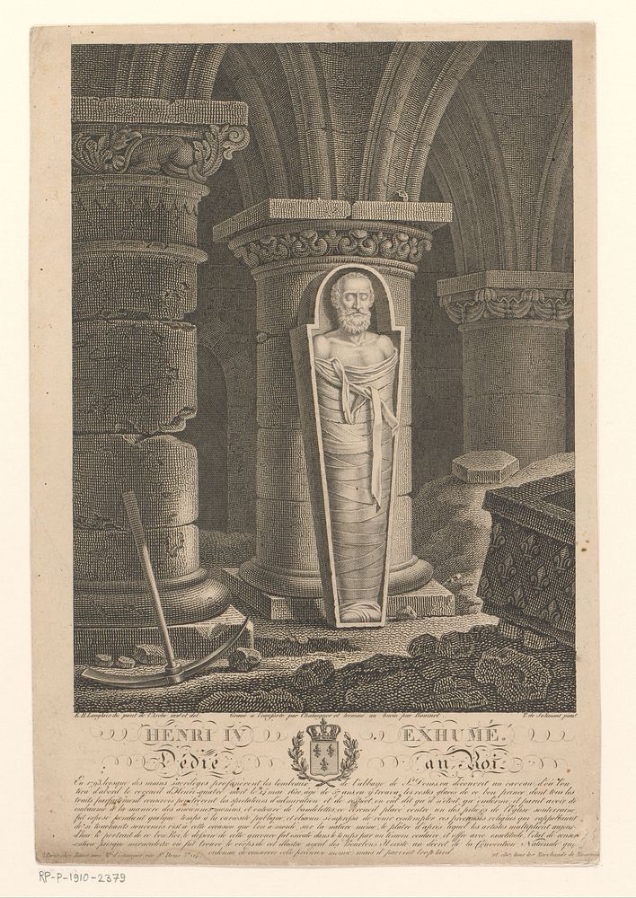Tombe met de opgegraven koning Hendrik IV (1793 - 1817) by Alexis Chataigner, Edme Bovinet, Eustache Hyacinthe Langlois…