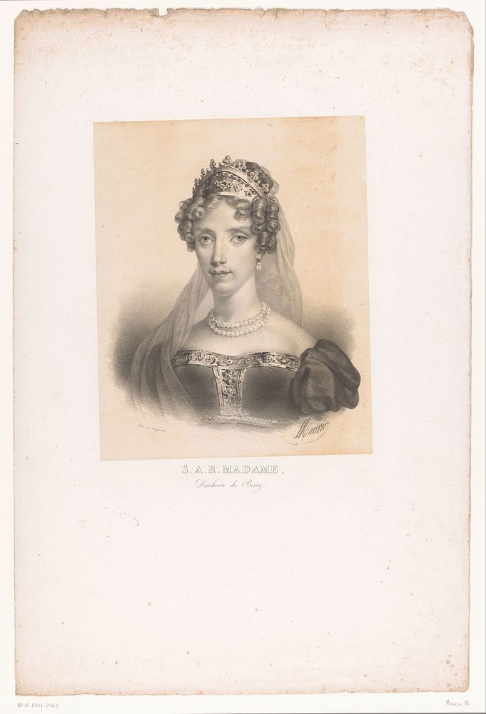Portret van Maria Carolina Bourbon-Sicilië, hertogin van Berry (1818 - 1854) by Nicolas Maurin, Pierre Langlumé, Léopold…