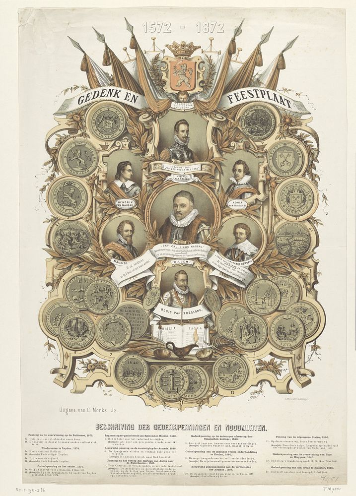 Gedenk en Feestplaat 1572-1872 (1872) by anonymous, Emrik and Binger and Coenraad Morks Jzn