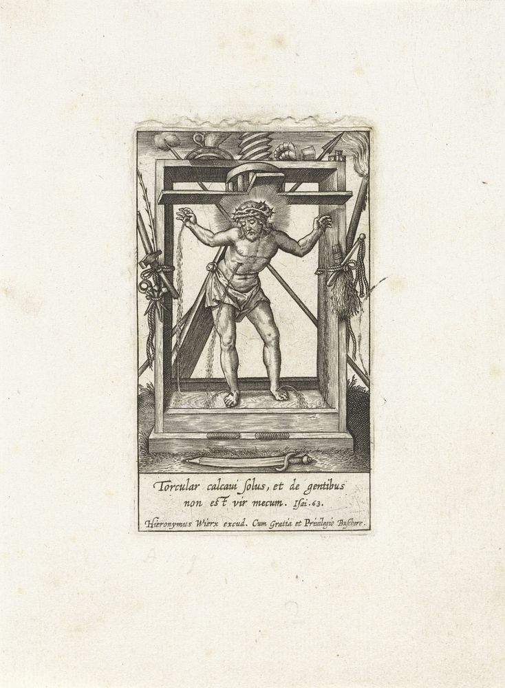 Christus in de wijnpers (1563 - before 1619) by Hieronymus Wierix, Hieronymus Wierix and Joachim de Buschere