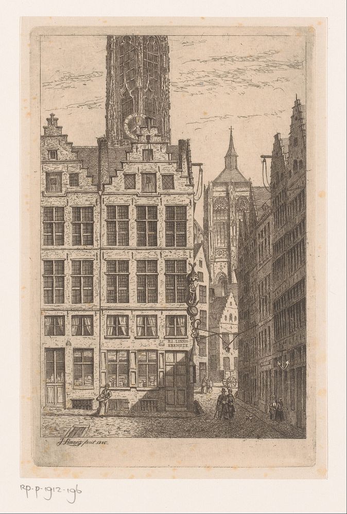 Gezicht op de meubelmakerij van Pieter-Jozef Linnig in Antwerpen (1886) by Jean Théodore Joseph Linnig