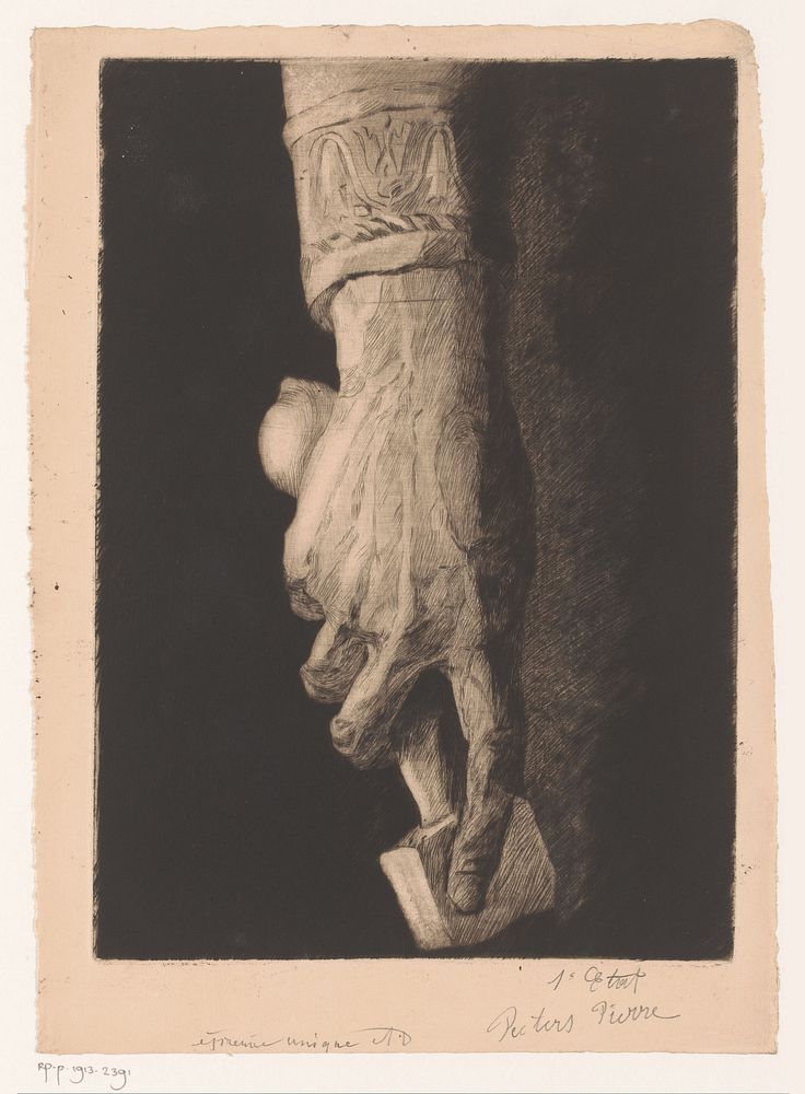 Hand met gevest van een zwaard (c. 1875 - in or before 1913) by Pierre Peeters