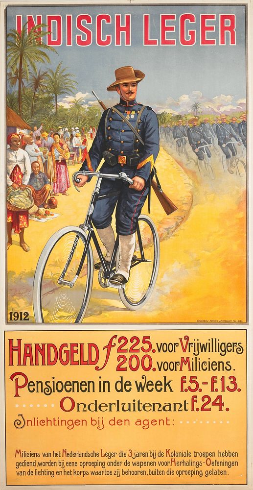 Wervingsaffiche voor het Koninklijk Nederlandsch-Indisch Leger, 1912 (1912) by anonymous and Drukkerij Kotting