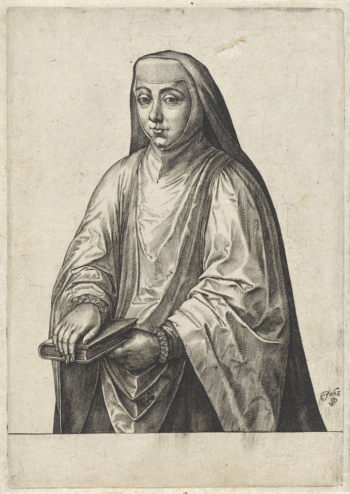 Portret van een onbekende vrouw (1568 - 1576) by Johannes Wierix