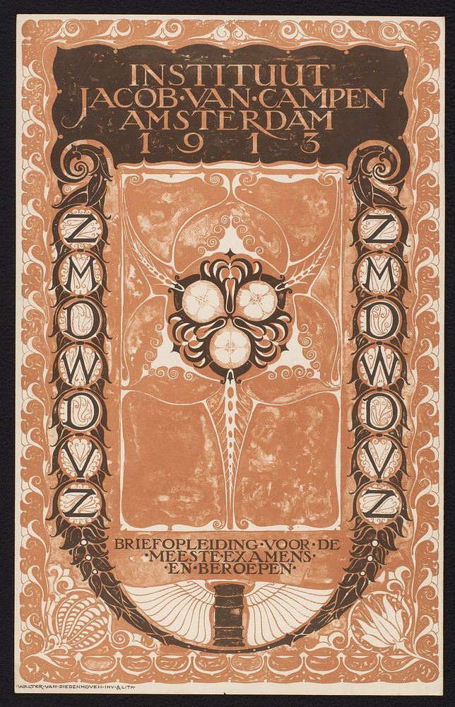 Kalenderschild van een kalender voor 1913 van het Instituut Jacob van Campen (1912) by Walter van Diedenhoven, Walter van…