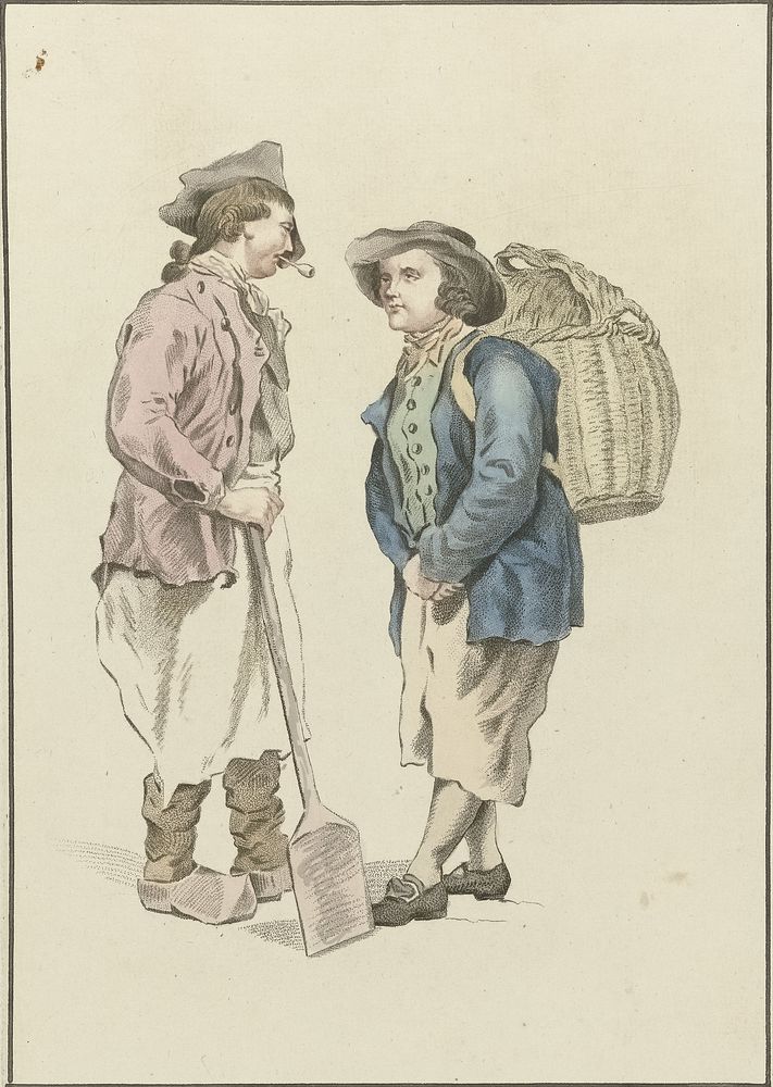 Twee boeren in gesprek (1818 - 1833) by Mathias de Sallieth, Jacob Perkois and Johannes Huibert Prins