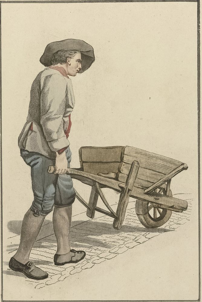 Man met kruiwagen (1818 - 1833) by Mathias de Sallieth, Jacob Perkois and Johannes Huibert Prins