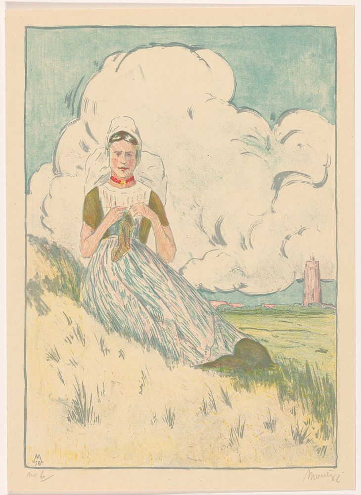 Breiend Zeeuws meisje (1918) by Simon Moulijn