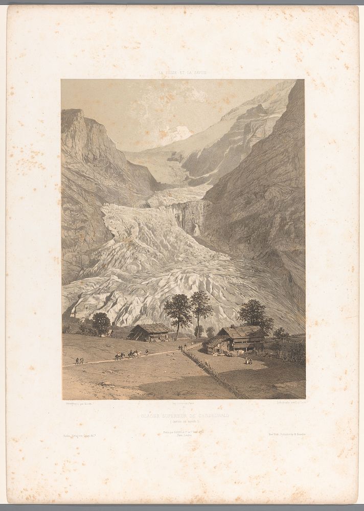 Zicht op de Hoge Grindelwaldgletsjer (1859) by Eugène Cicéri, Frédéric Martens, Joseph Rose Lemercier, Goupil and Cie and…