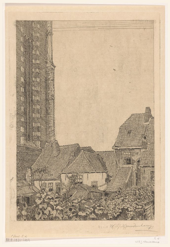 Huizen bij de Onze-Lieve-Vrouwetoren in Amersfoort (1896) by Wijnand Otto Jan Nieuwenkamp