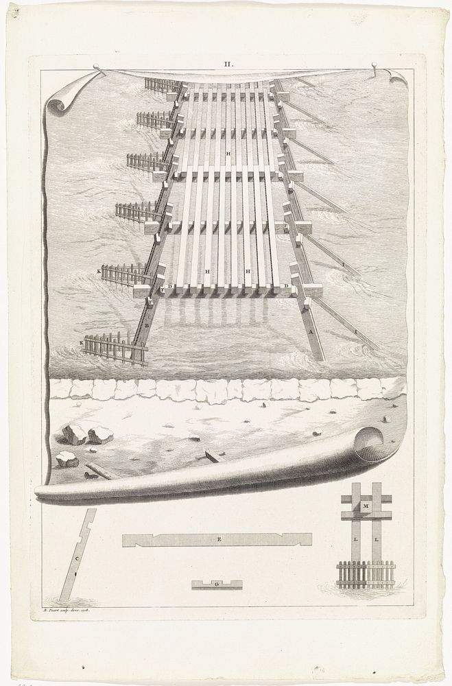 Een houten brugconstructie (1718) by Bernard Picart and Bernard Picart