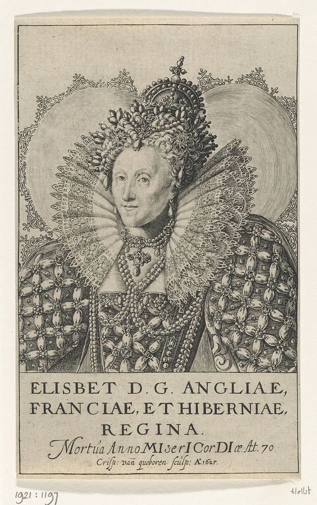 Portret van Elisabeth I, koningin van Engeland (1625) by Crispijn van den Queborn and anonymous