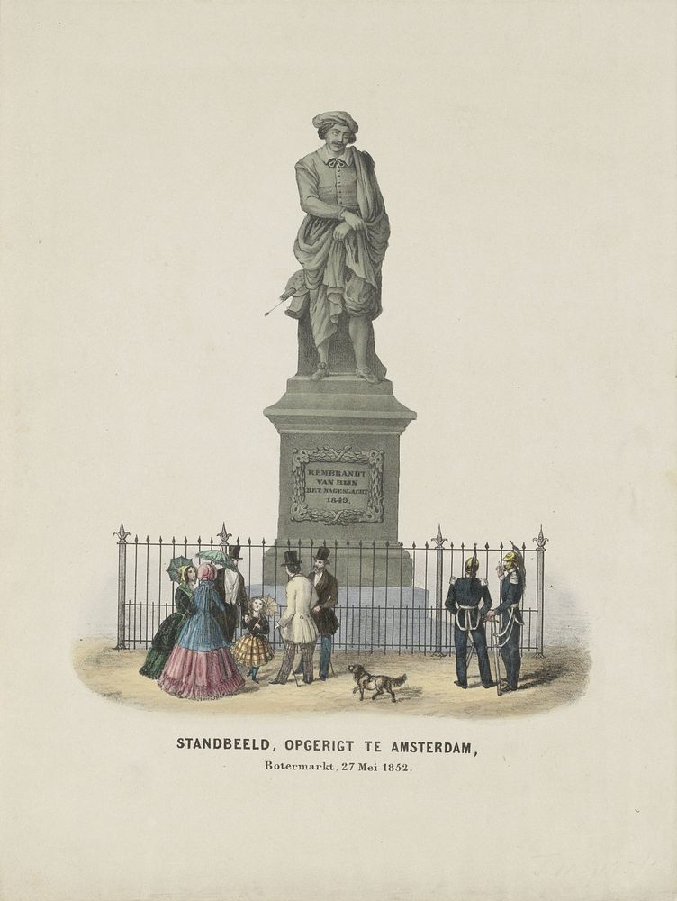 Standbeeld, opgerigt te Amsterdam, Botermarkt, 27 Mei 1852 (1852) by anonymous and Louis Royer