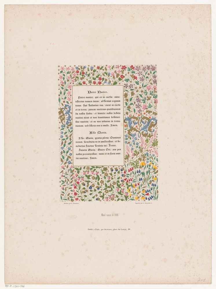 Boekverluchting met bloemenmotief om een Latijnse tekst (c. 1829 - c. 1854) by anonymous, Gabriel Toudouze, Gabriel…
