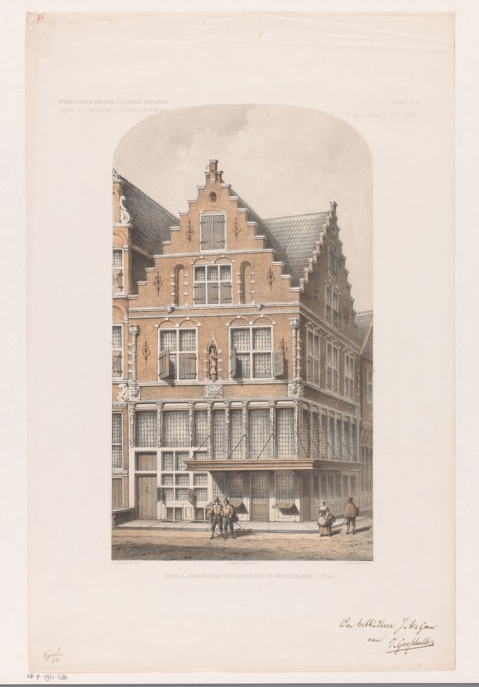 Hoekhuis Warmoesstraat en Oudebrugsteeg in Amsterdam (in or after 1863) by Johannes Hilverdink, Jacob Gosschalk and Ruurt de…