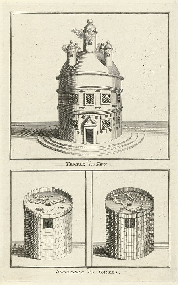 Perzische tempel en grafmonumenten (1728) by Bernard Picart and Bernard Picart