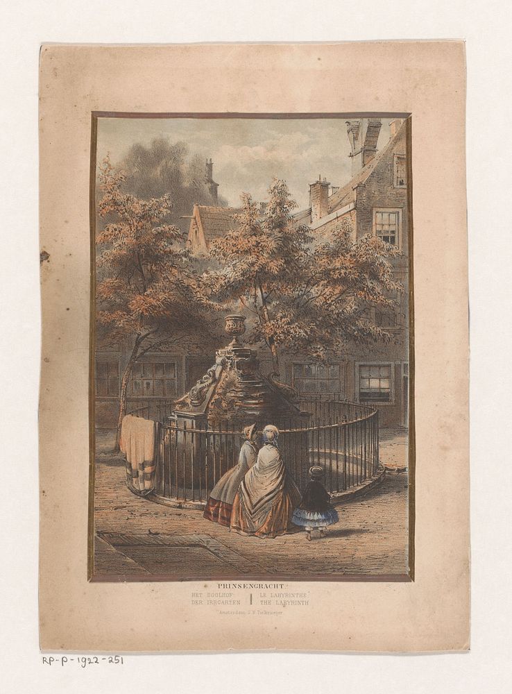 Fontein en binnenplaats aan de Prinsengracht in Amsterdam (1835 - 1904) by Willem Hekking jr, Pieter Willem Marinus Trap and…