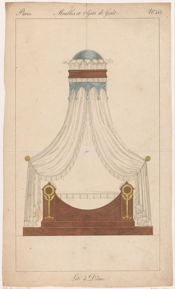 Hemelbed met fakkels en lauwerkransen (1801 - 1831) by anonymous, Pierre de la Mésangère and Au Bureau du Journal des Dames