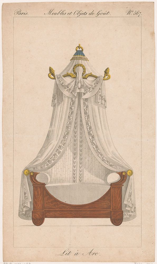 Hemelbed met lauwerkrans en thyrsi (1801 - 1831) by anonymous, Pierre de la Mésangère and Au Bureau du Journal des Dames