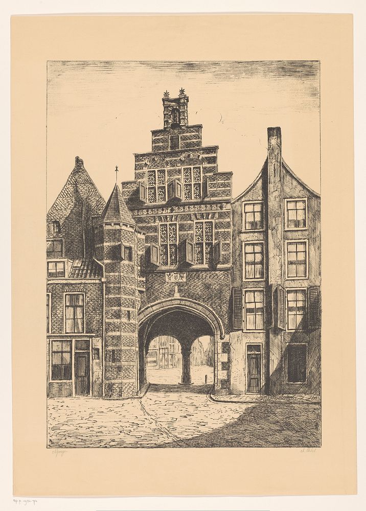 Gezicht op de Kerkboog in Nijmegen (1885 - 1934) by Adriaan Terhell