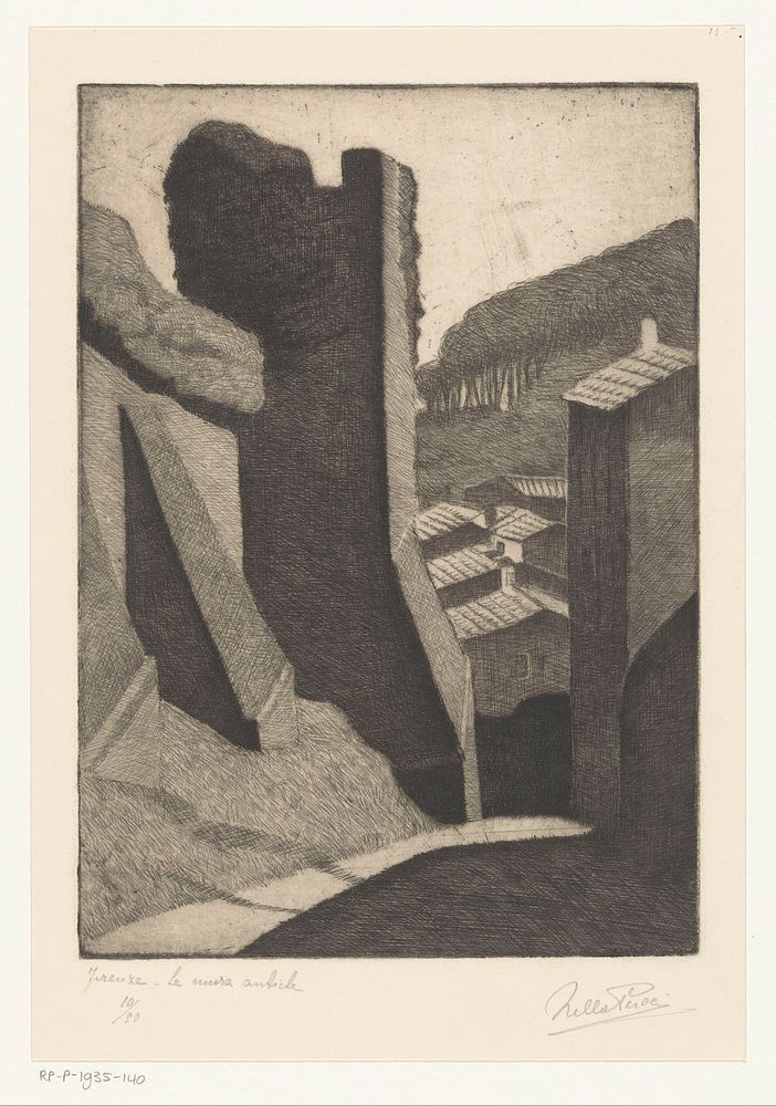Antieke muur te Florence (1898 - 1935) by Nella Pucci