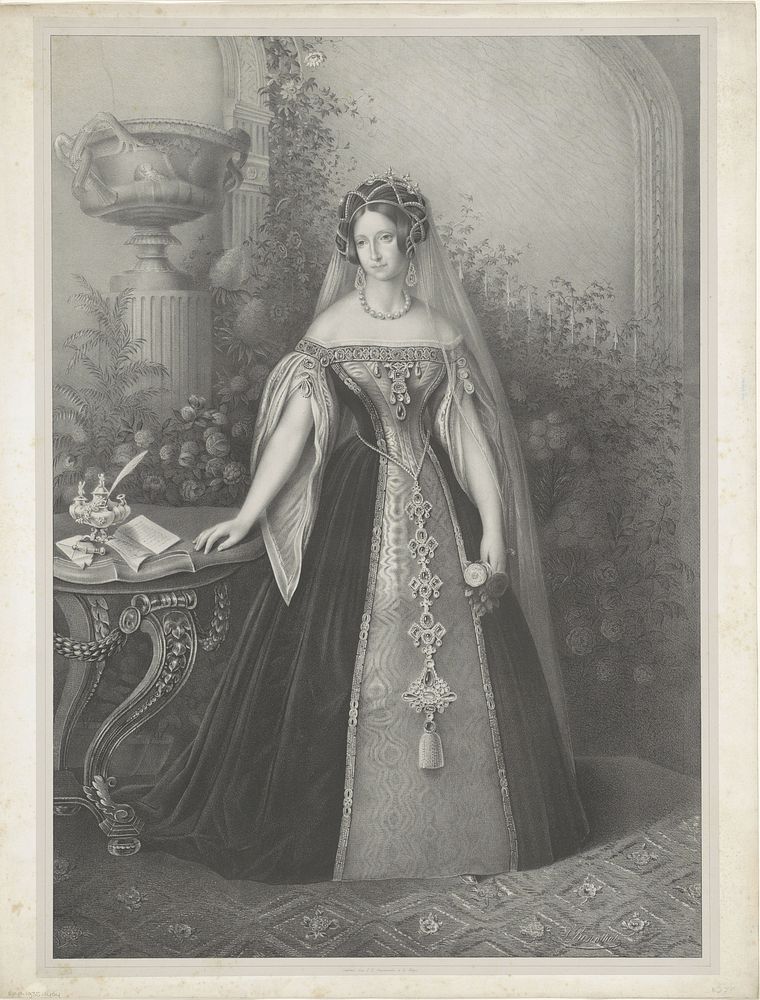 Portret van Anna Paulowna Romanowa (1833 - 1863) by S Rosenthal and Jan Dam Steuerwald