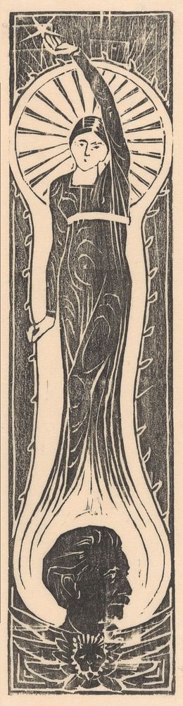 Allegorische figuur met portret van Multatuli (1935) by Mathieu Lauweriks