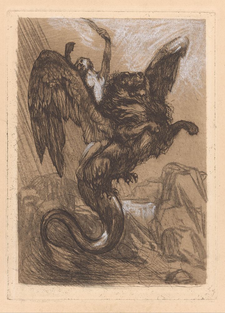 Gevleugelde Chimaera (1881 - 1934) by Johannes Josephus Aarts