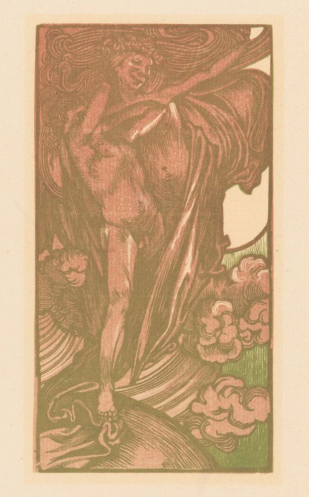 Vrouw en jongen in de wolken (1881 - 1934) by Johannes Josephus Aarts