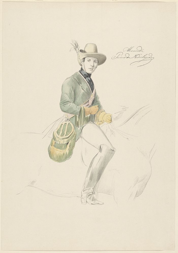 Ruiterportret van Alexander I, prins der Nederlanden (1843 - 1871) by jonkheer Willem Daniël de Vignon van Alphen and Johann…