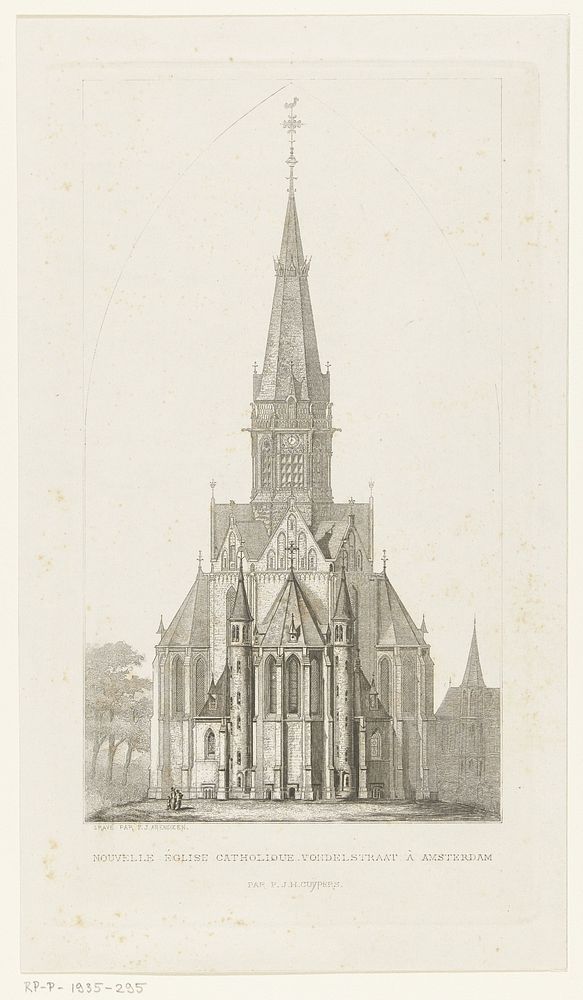 Oostaanzicht van de Vondelkerk (c. 1880 - 1885) by Petrus Johannes Arendzen