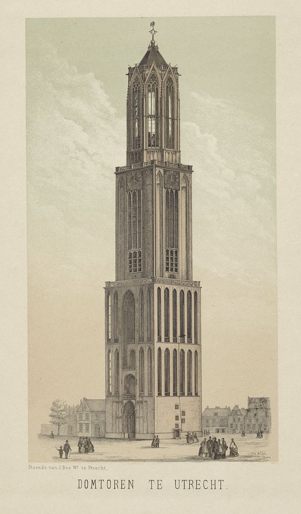 Domtoren in Utrecht (1842 - 1897) by J Bos Wz and J Bos Wz