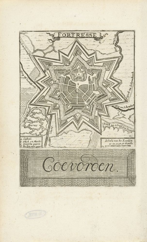 Kaart van Coevorden (1743) by Hendrik Hofsnider