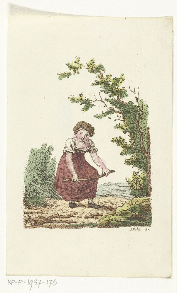 Maria sprokkelt hout (1823) by Johannes Alexander Rudolf Best and Gerrit Jan Adriaan Beijerinck