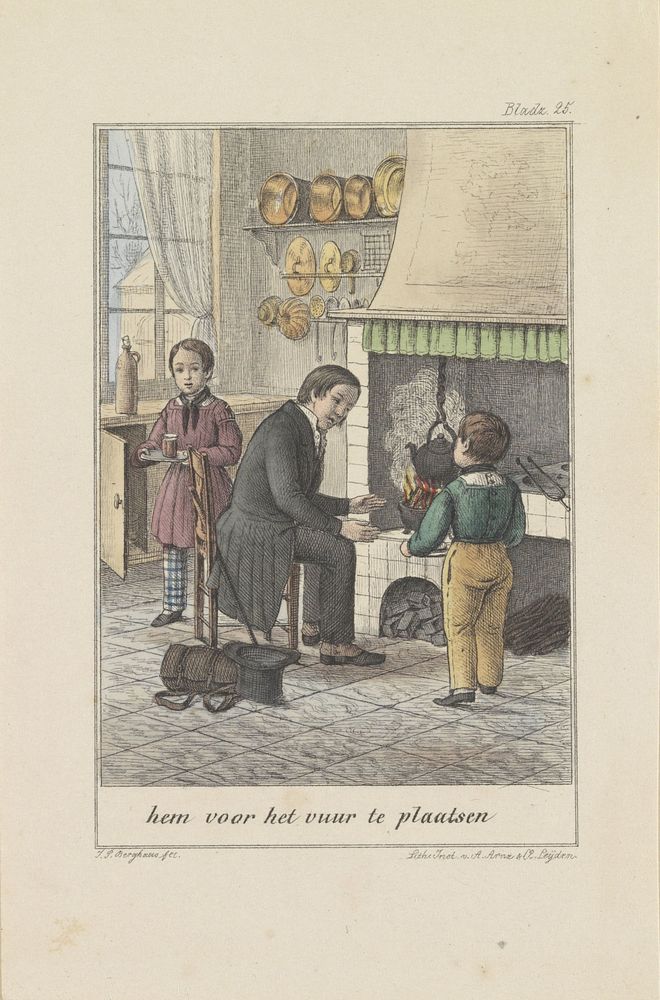 Een gast in de keuken (1820 - 1870) by Johann Peter Berghaus and August Arnz and Co