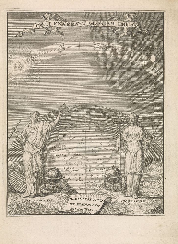 Astronomie en Geografie met meetinstrumenten (1706 - 1730) by Leonardus Valck and Leonardus Valck