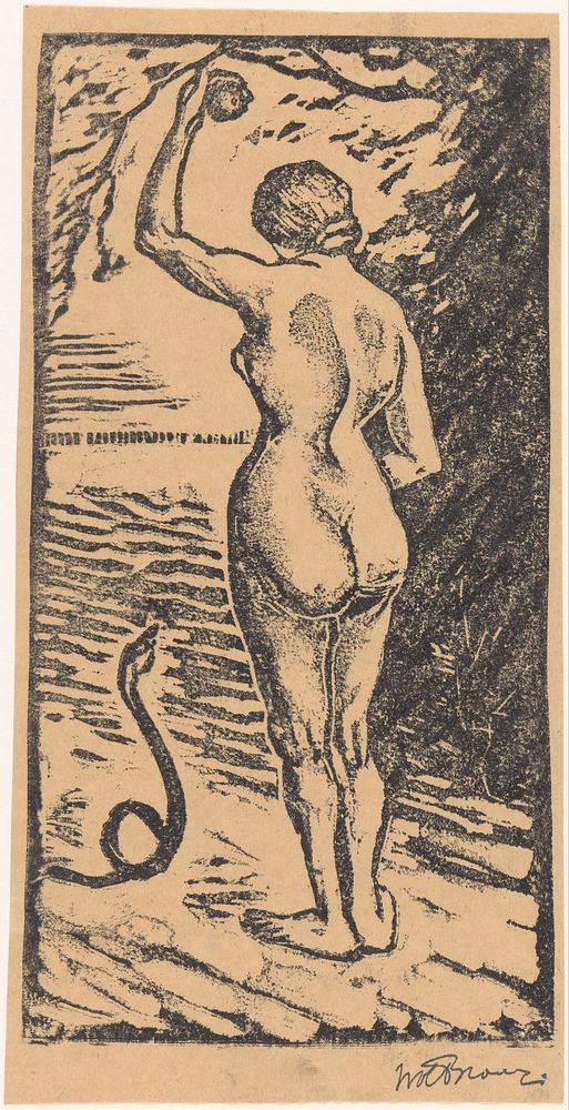 Eva en de slang (1890 - 1933) by Wolbartus Brouwer
