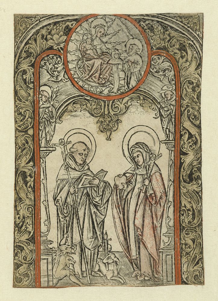Heiligen Dominicus en Brigitta (1510 - 1530) by Allaert Claesz and Monogrammist S 16e eeuw