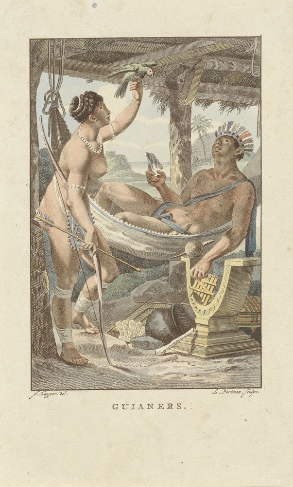 Bewoners van Guyana (1805) by Ludwig Gottlieb Portman and Jacques Kuyper