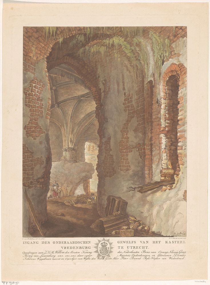 Gezicht op het onderaards gewelf van kasteel Vredenburg in Utrecht (1789 - 1843) by Friedrich Christoph Dietrich, Cornelis…