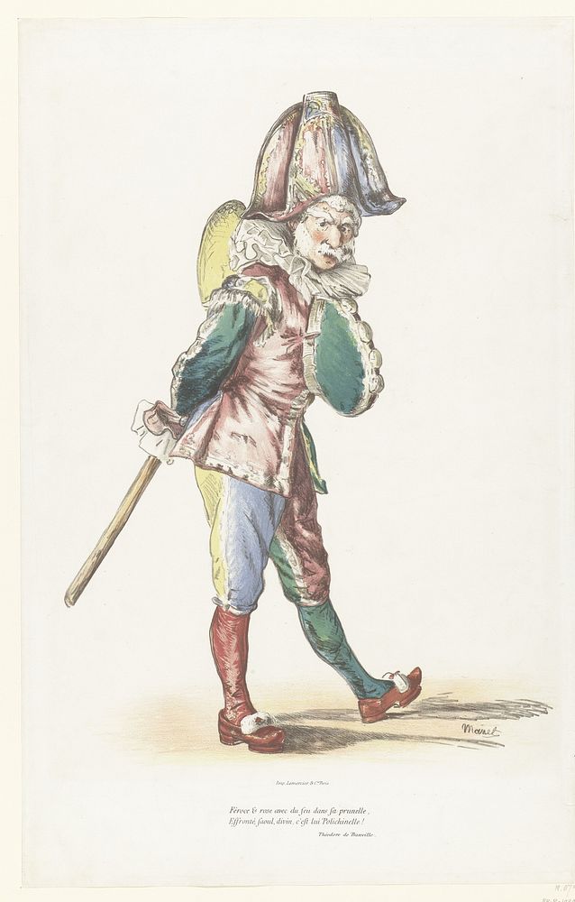 Toneelspeler als komische figuur Polichinelle (1874 - 1876) by Edouard Manet, Edouard Manet and Lemercier and Cie
