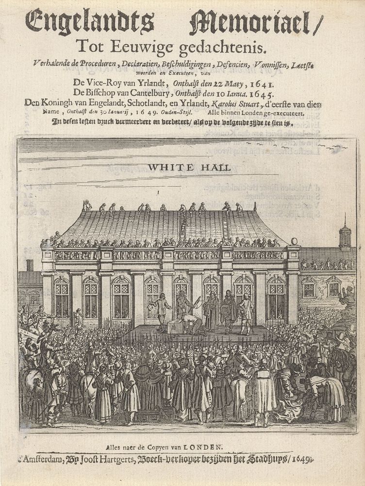 Terechtstelling voor Whitehall te Londen (1649) by Salomon Savery and Joost Hartgers