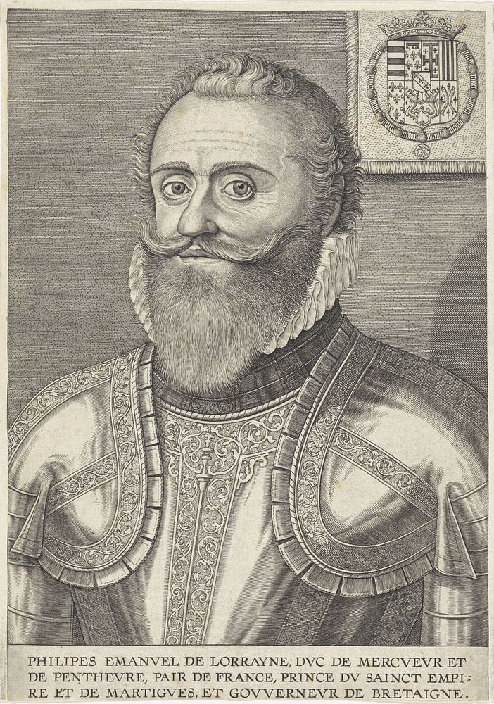Portret van Philippe Emmanuel de Lorraine, hertog van Mercoeur (1563 - before 1619) by Hieronymus Wierix