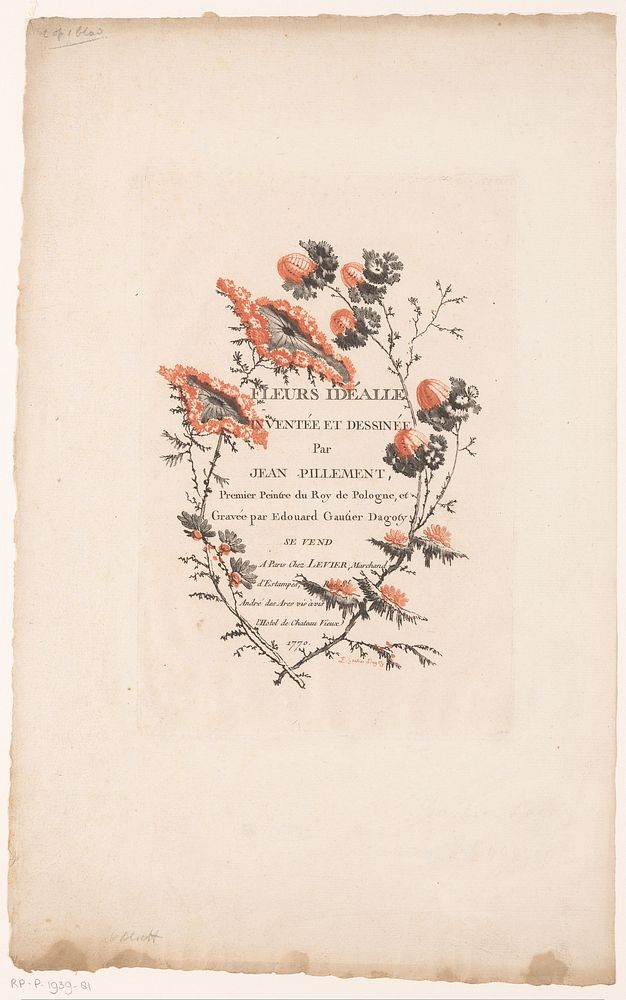 Platte bloemen en knoppen (1770) by Edouard Gautier Dagoty, Jean Baptiste Pillement and Charles Leviez