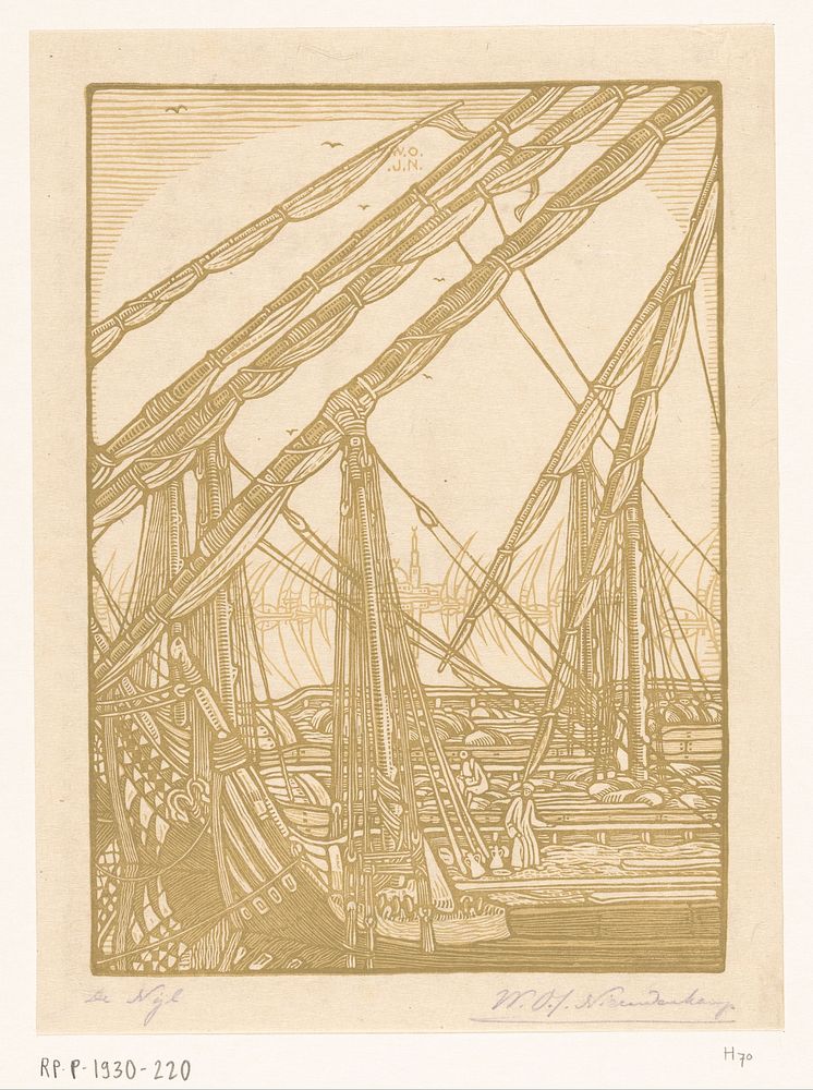 Afgemeerde zeilschepen op de Nijl bij Caïro (1910) by Wijnand Otto Jan Nieuwenkamp