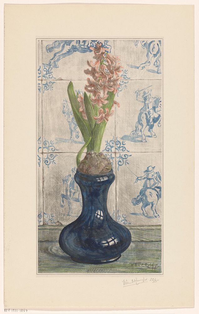 Hyacint op een glazen vaas (1884 - 1931) by Willem Roelofs II