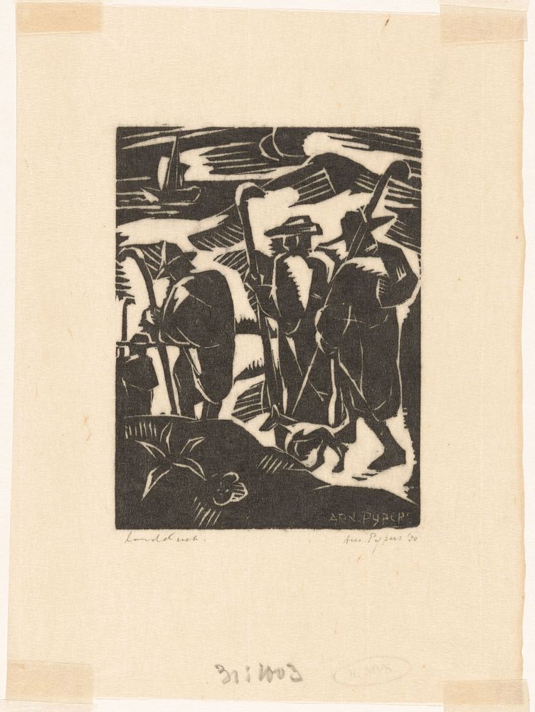 Vier herders en een hond (1930) by Arnold Pijpers and Arnold Pijpers